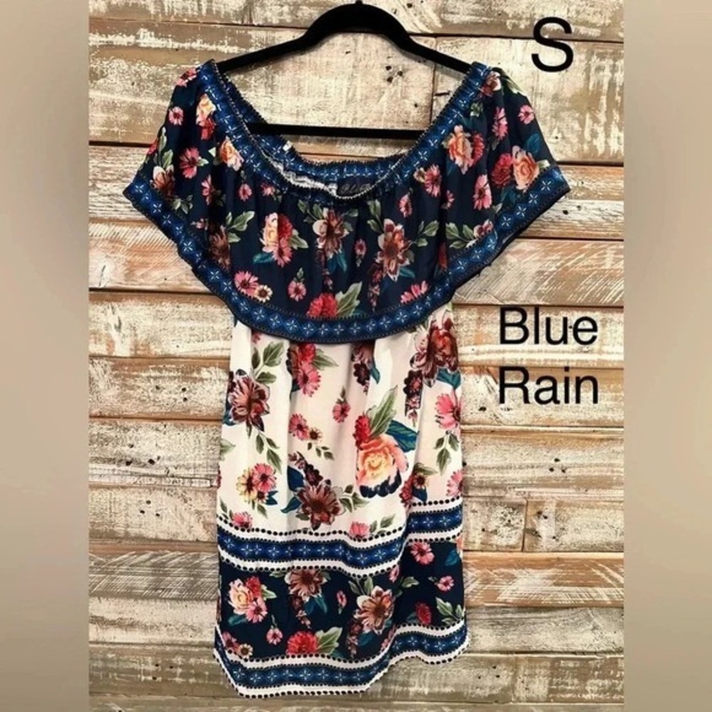 Blue rain womens floral dress S‎